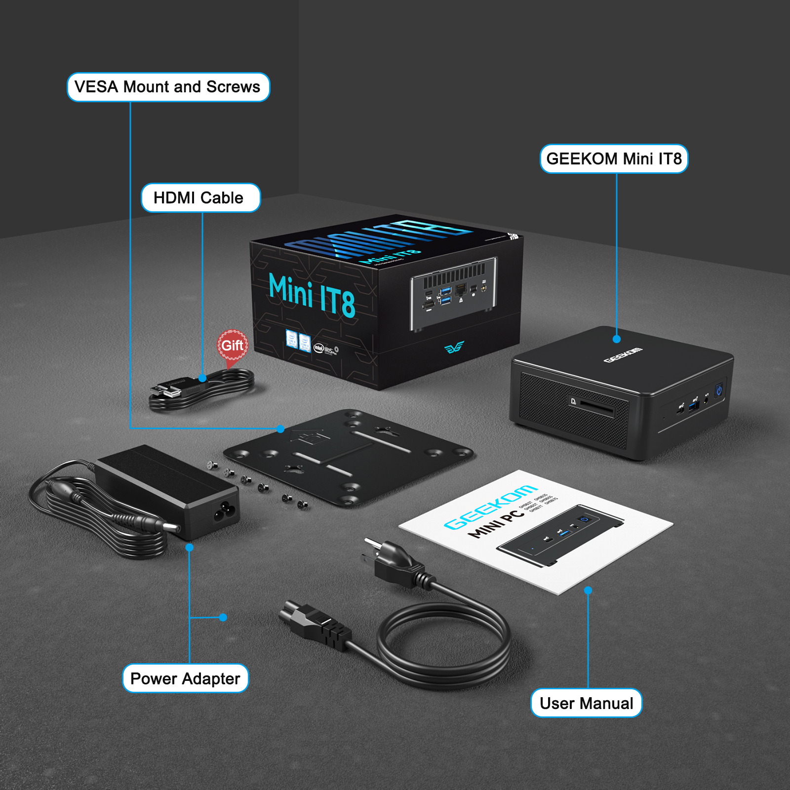 GEEKOM Mini PC, Mini IT8 Mini Computer Intel i5-8259U, Compact PC