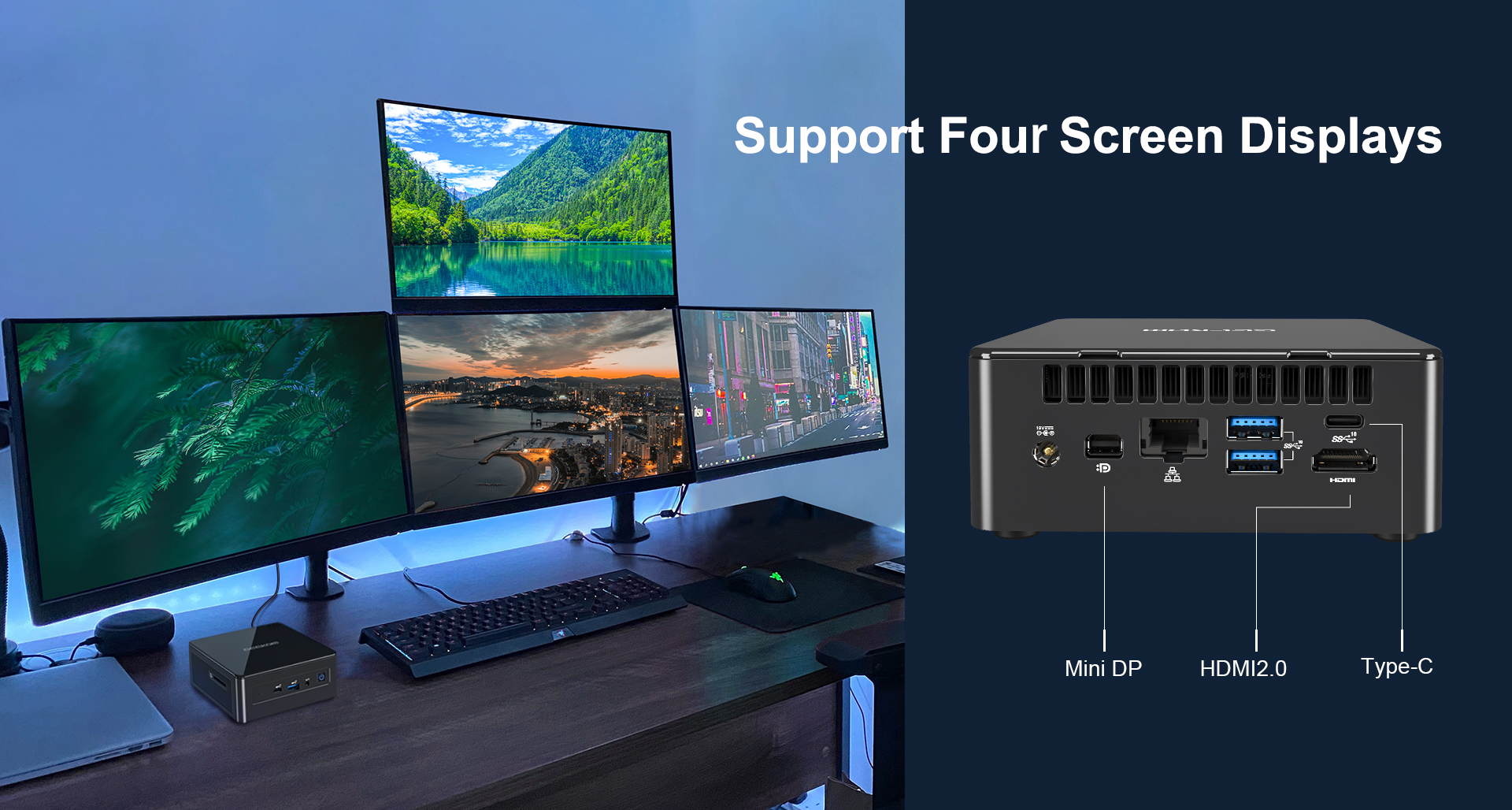 GEEKOM Mini PC Support 4 displays