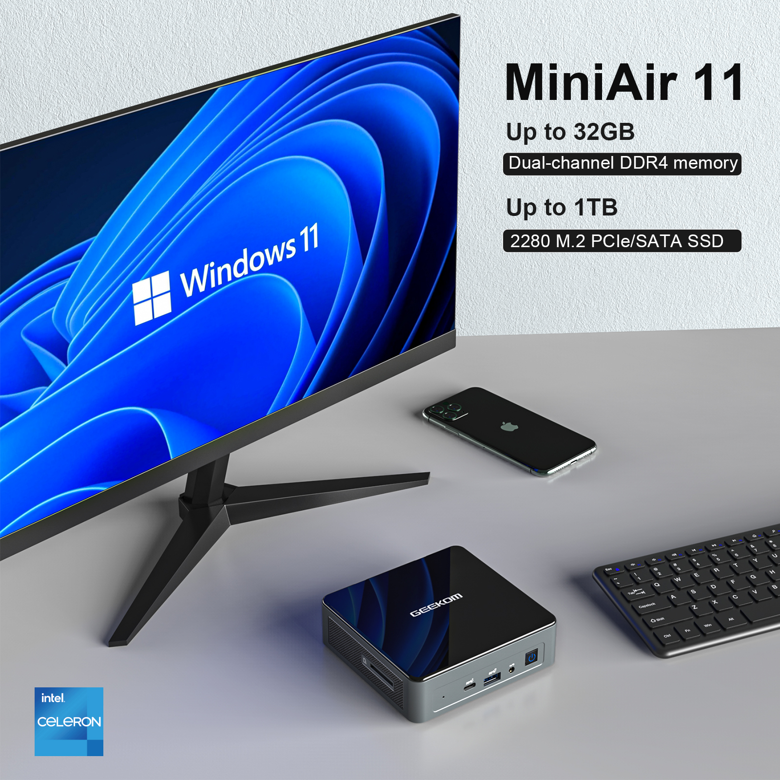 GEEKOM MiniAir 11: N5105 Mini PC with Windows 11 Pro