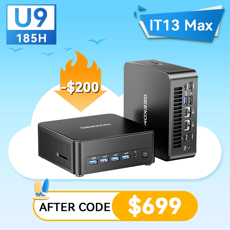 GEEKOM IT13 Max AI Mini PC | Intel Core Ultra 9 | 64GB DDR5 & 8K