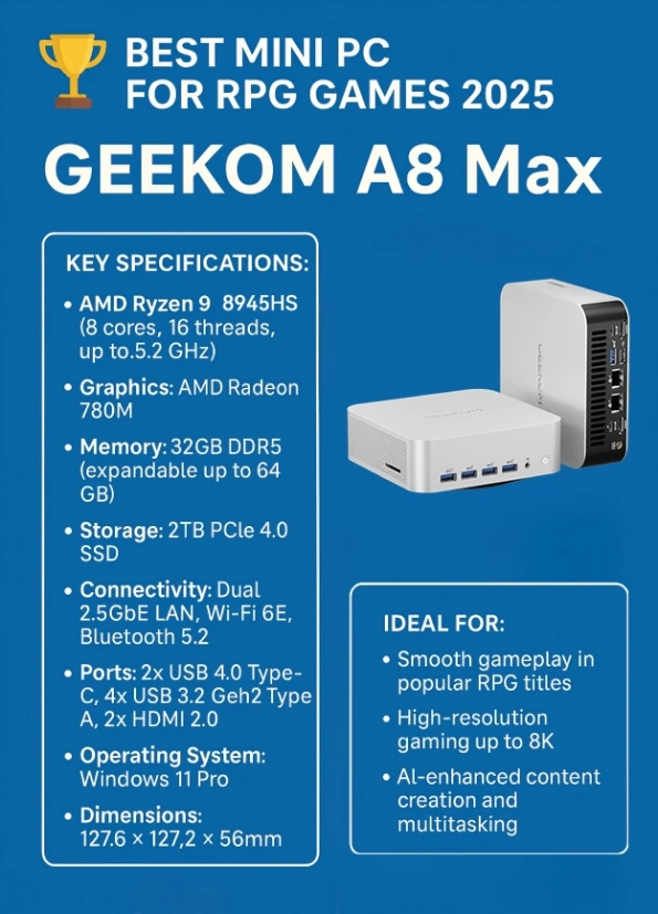 best mini pc for rpg games - geekom a8 max