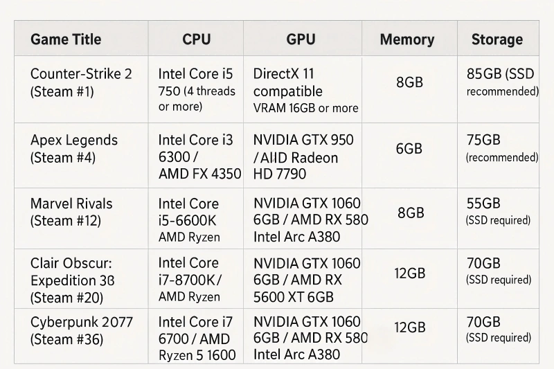 steam requirements for pc