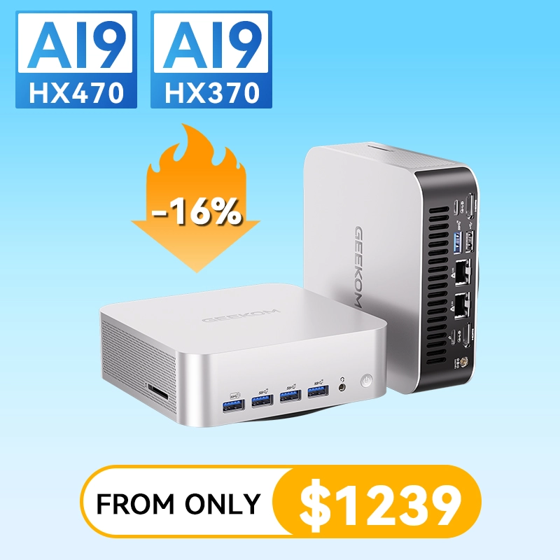 GEEKOM A9 Max AI AMD Mini PC | Powered by Ryzen AI 9 HX 370